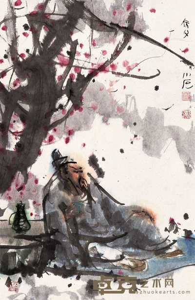 傅小石 太白醉酒 镜心 68×44.5cm